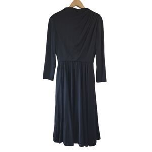 VTG WILLIAM PEARSON Women's Midi Dress Sz S Black Pleated LS Pocket Whimsigoth
